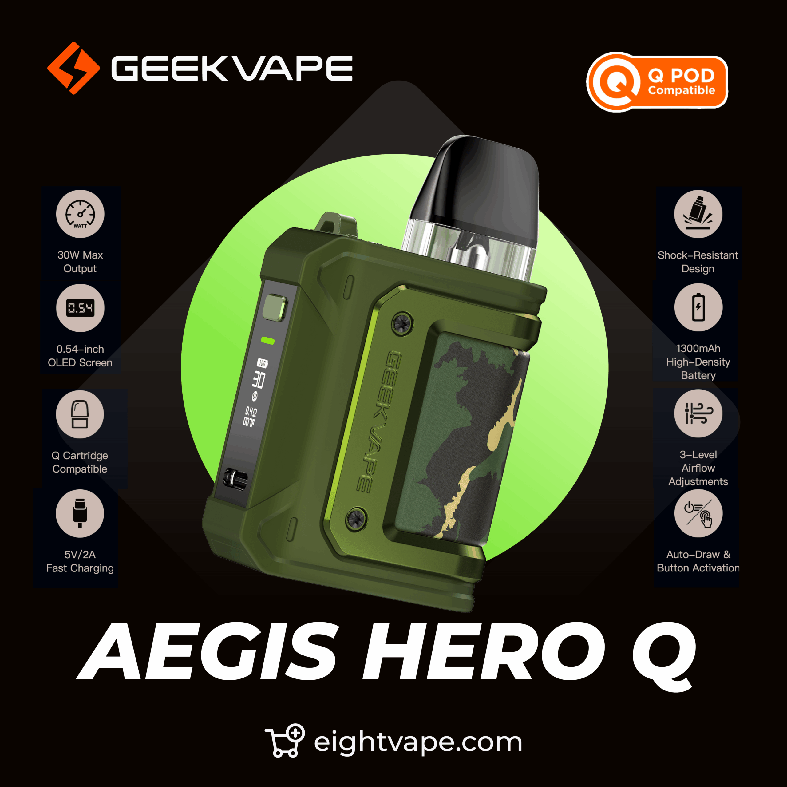 Shop Geekvape Aegis Hero Q 30W Pod Kit in australian