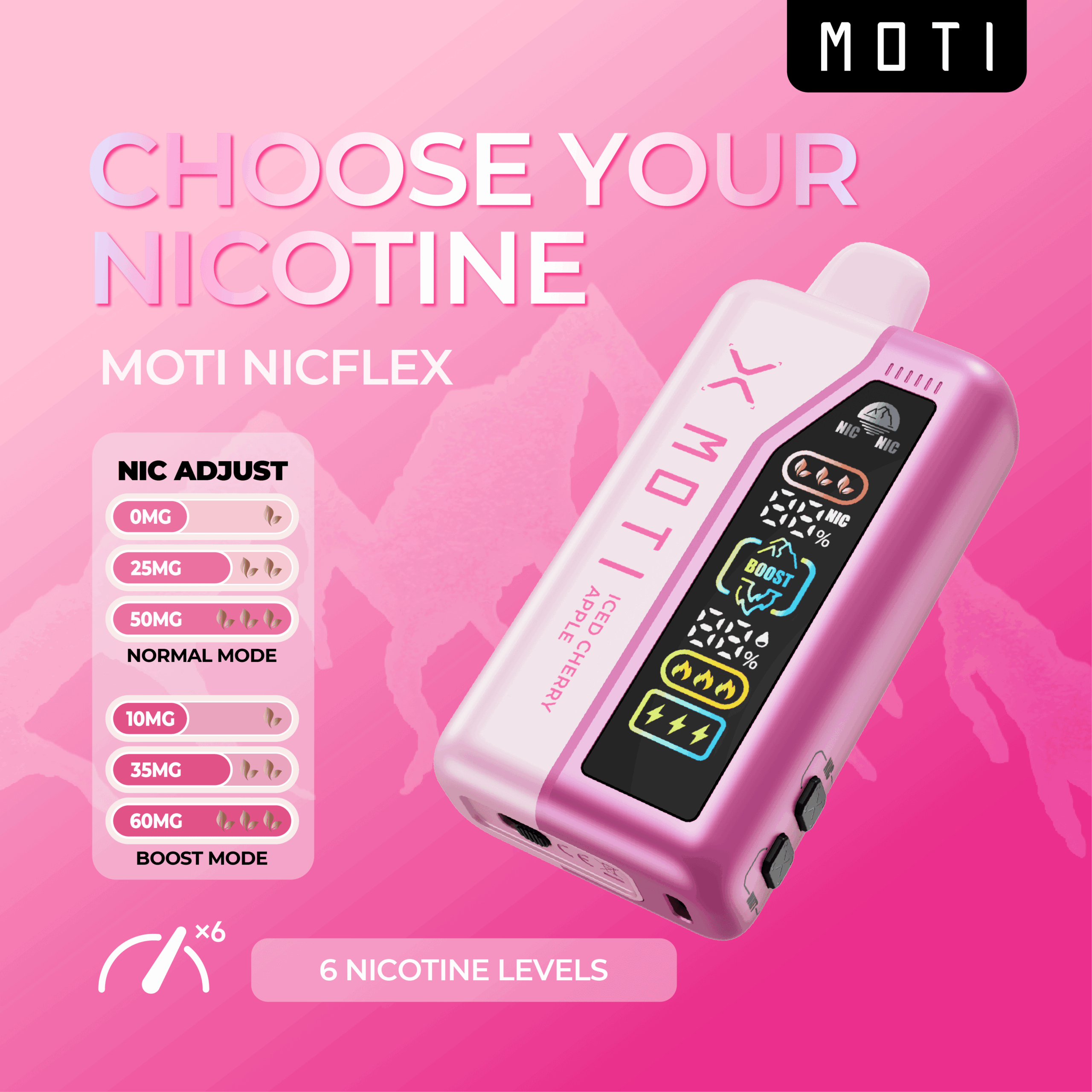 Shop MOTI NICFLEX 40K Nic-Control Disposable Vape (0%-6%, 40000 Puffs) in australian