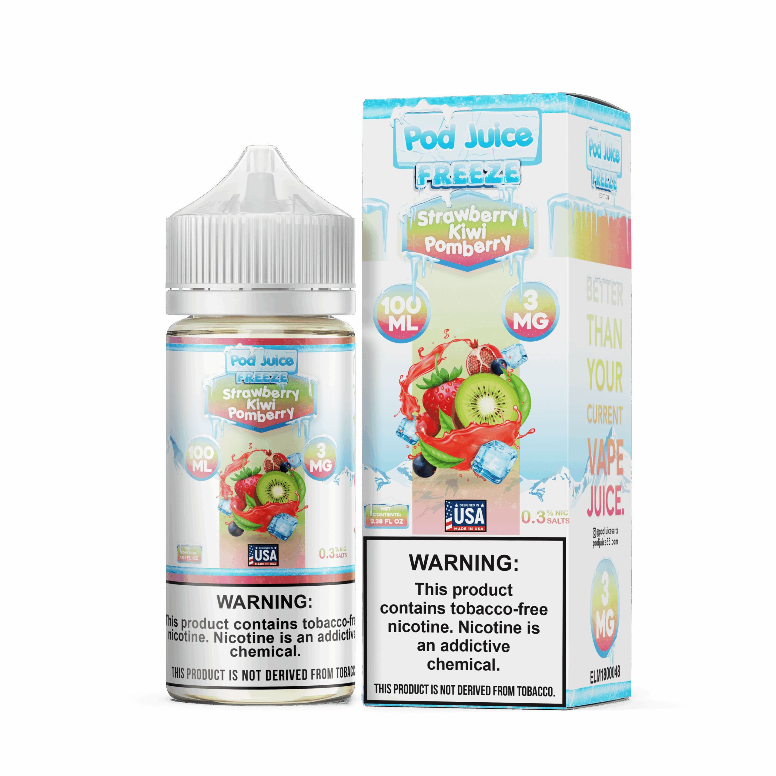 Shop Pod Juice Freeze Strawberry Kiwi Pomberry TF 100ml Vape Juice in australian