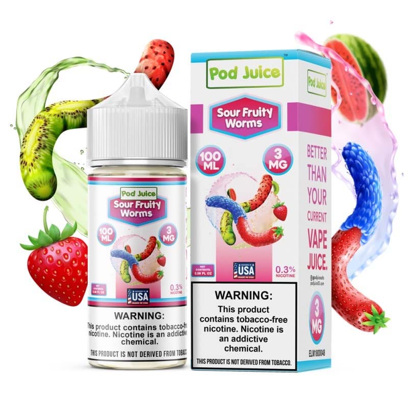 Shop Pod Juice Sour Fruity Worms TF Vape Juice 100ml in australian