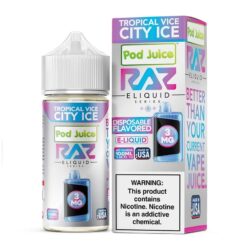 Shop Pod Juice x RAZ Tropical Vice City Ice Synthetic Vape Juice 100ml in australian