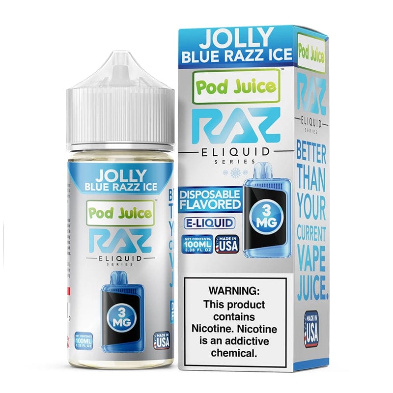 Shop Pod Juice x RAZ Jolly Blue Razz Ice Synthetic Vape Juice 100ml in australian