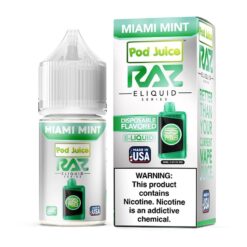 Shop Pod Juice x RAZ Miami Mint TFN Salt Vape Juice 30ml in australian