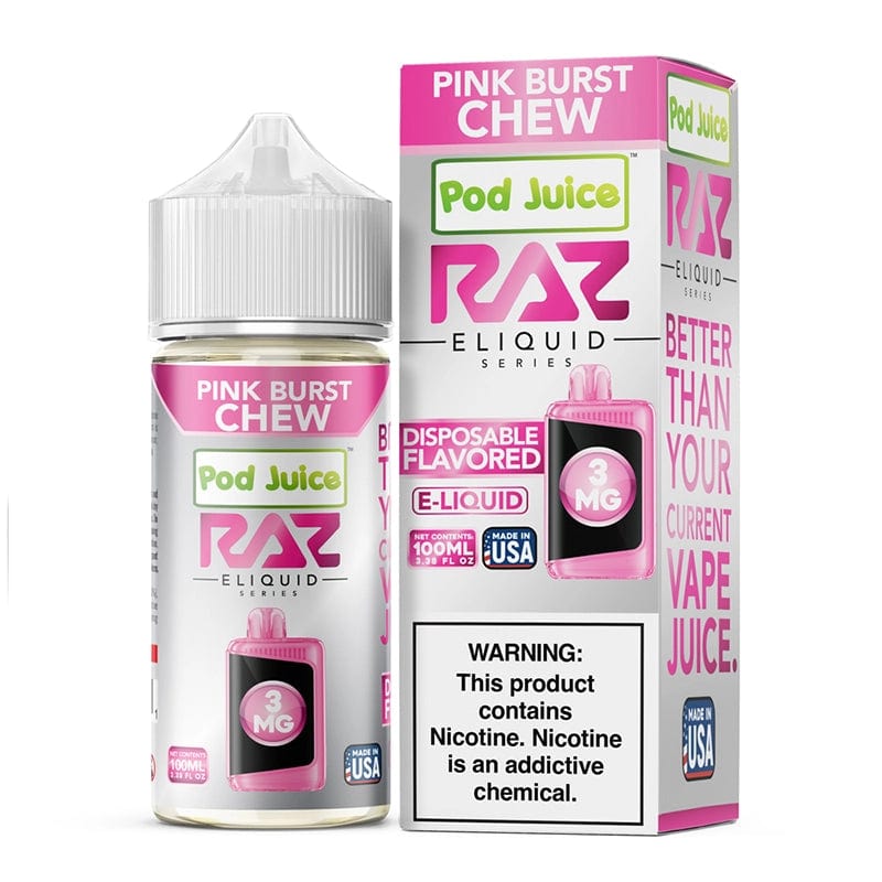 Shop Pod Juice x RAZ Pink Burst Chew Synthetic Vape Juice 100ml in australian