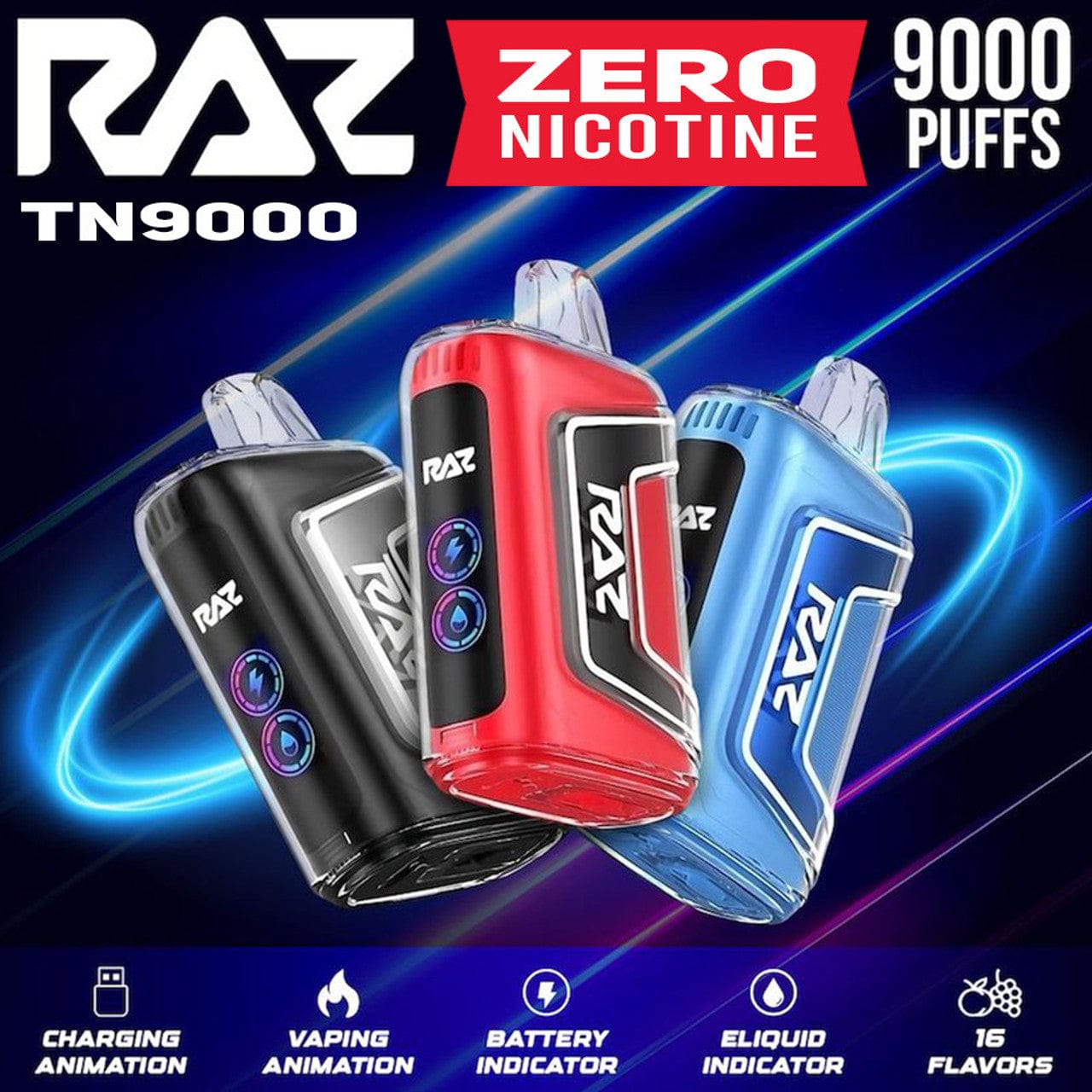Shop RAZ TN9000 Disposable Vape (0% & 5%, 9000 Puffs) in australian